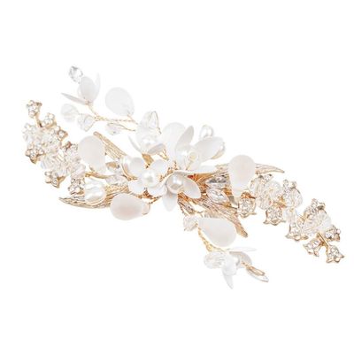 DFWZMQTG Crystal Pearl Pan Hair Comb Headwear Handmade Duo Insert Accessories