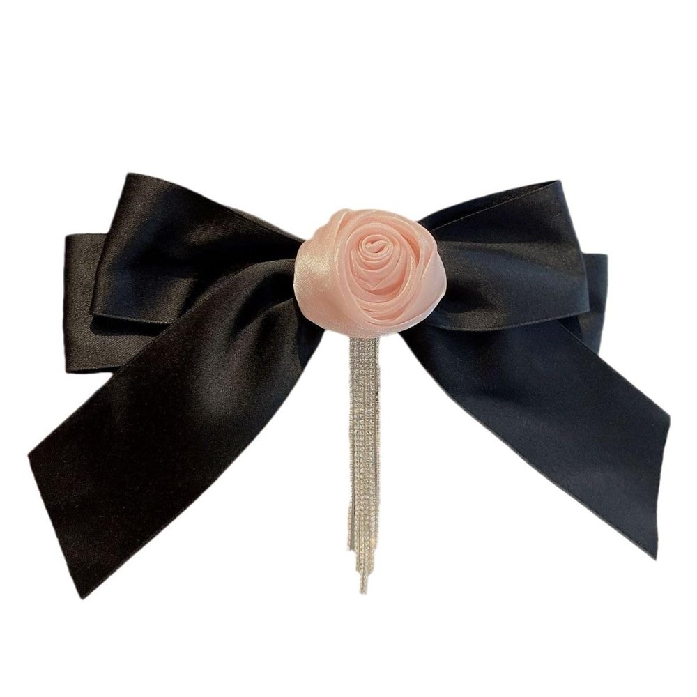 DFWZMQTG Rose Bow Hair ClipSparkling Diamond Tassel ClipElegant Small Fragrant Accessory
