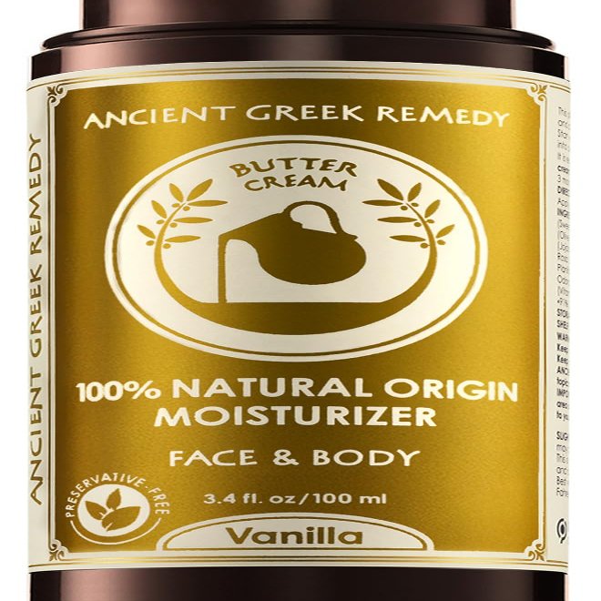 Ancient Greek Remedy Organic Face Moisturizer for Dry Skin - Anti Aging Face & Body Butter Cream - Almond, Jojoba, Olive, Rosehip, Vanilla, Vitamin E Oil. Natural Lotion for Women & Men 3.4 oz