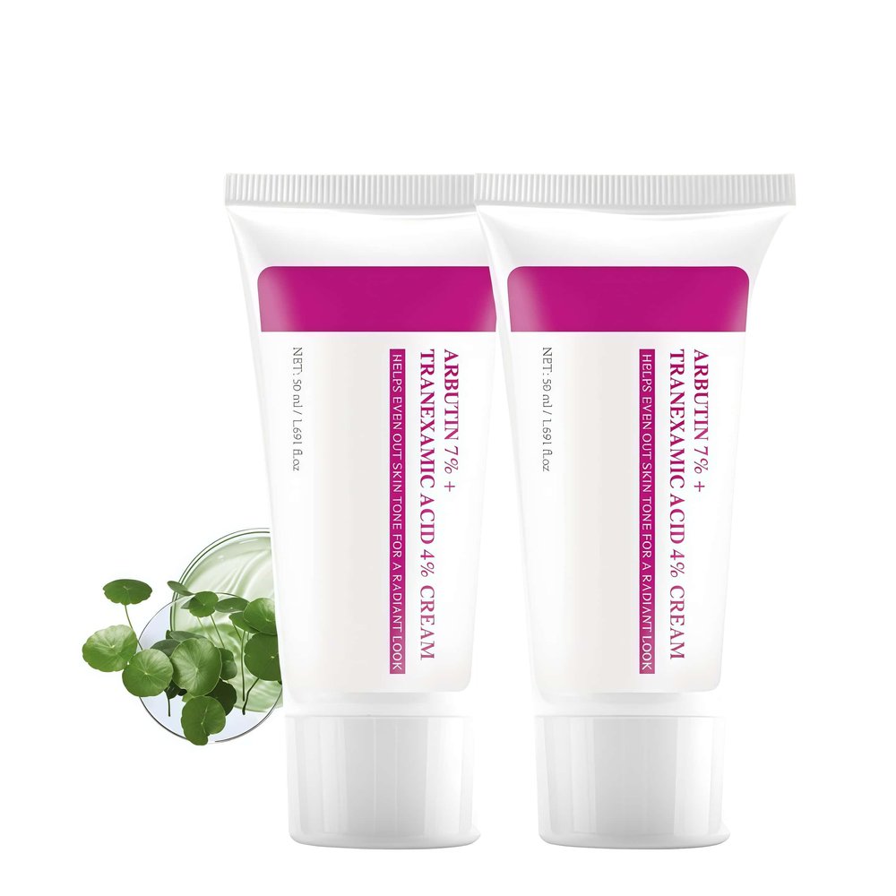 Arbutin 7% + Tranexamic Acid 4% Cream - Dark Spot Corrector for Face with Niacinamide & Centella, Brightening Treatment for Melasma, Age Spots, Freckles & Uneven Skin Tone, 2pcs