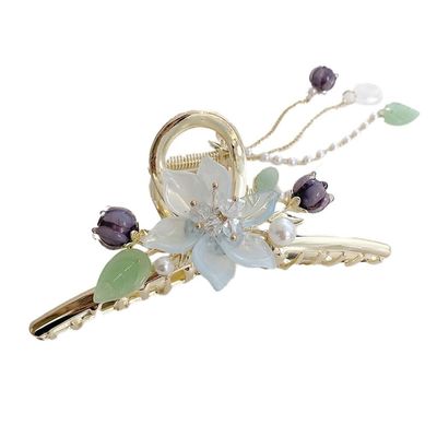 DFWZMQTG Classical Orchid Fringe Grab Clip Back Spoon Hair Headwear Tie Jewelry Shark