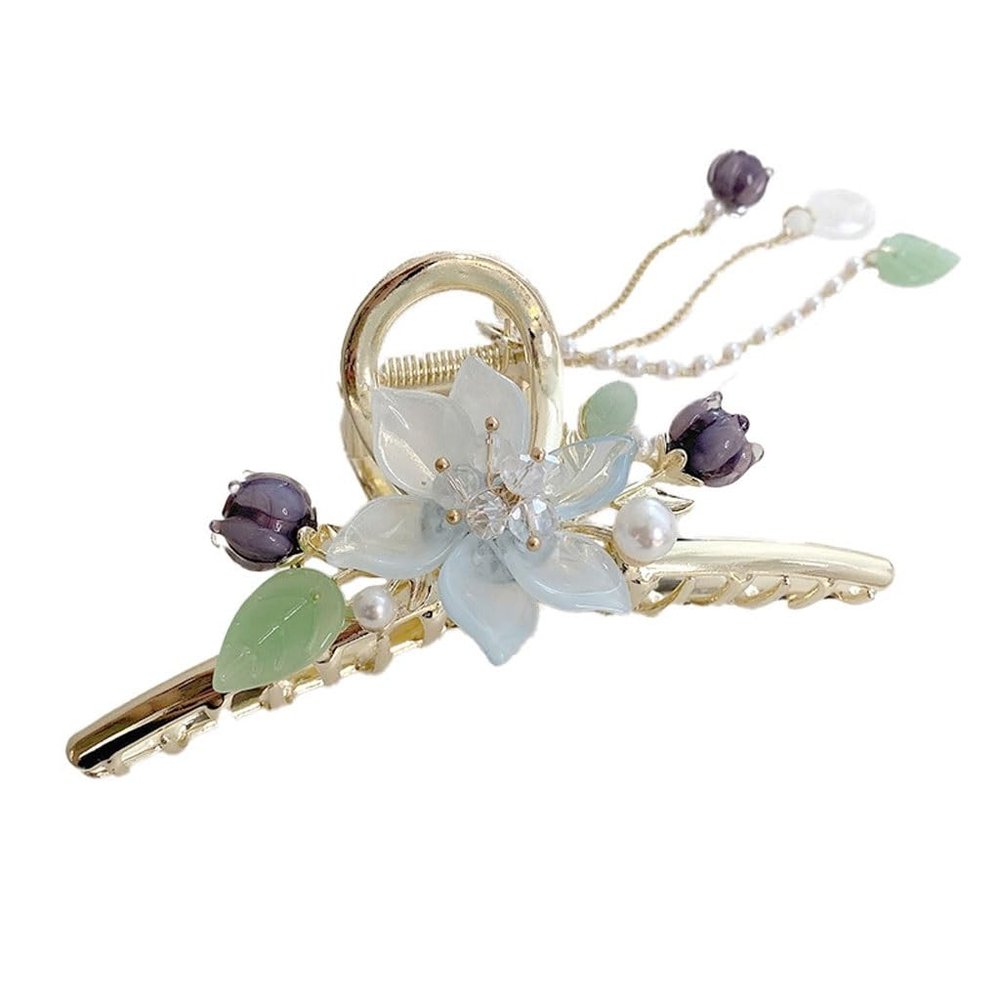 DFWZMQTG Classical Orchid Fringe Grab Clip Back Spoon Hair Headwear Tie Jewelry Shark