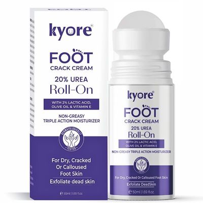 Kyor...e 20% Urea Foot Cream Roll On 50ml | For Dry & Cracked Heels | With 2% Lactic Acid, Olive Oil & Vitamin E | Helps Repair and Moisturise Cracked Heels