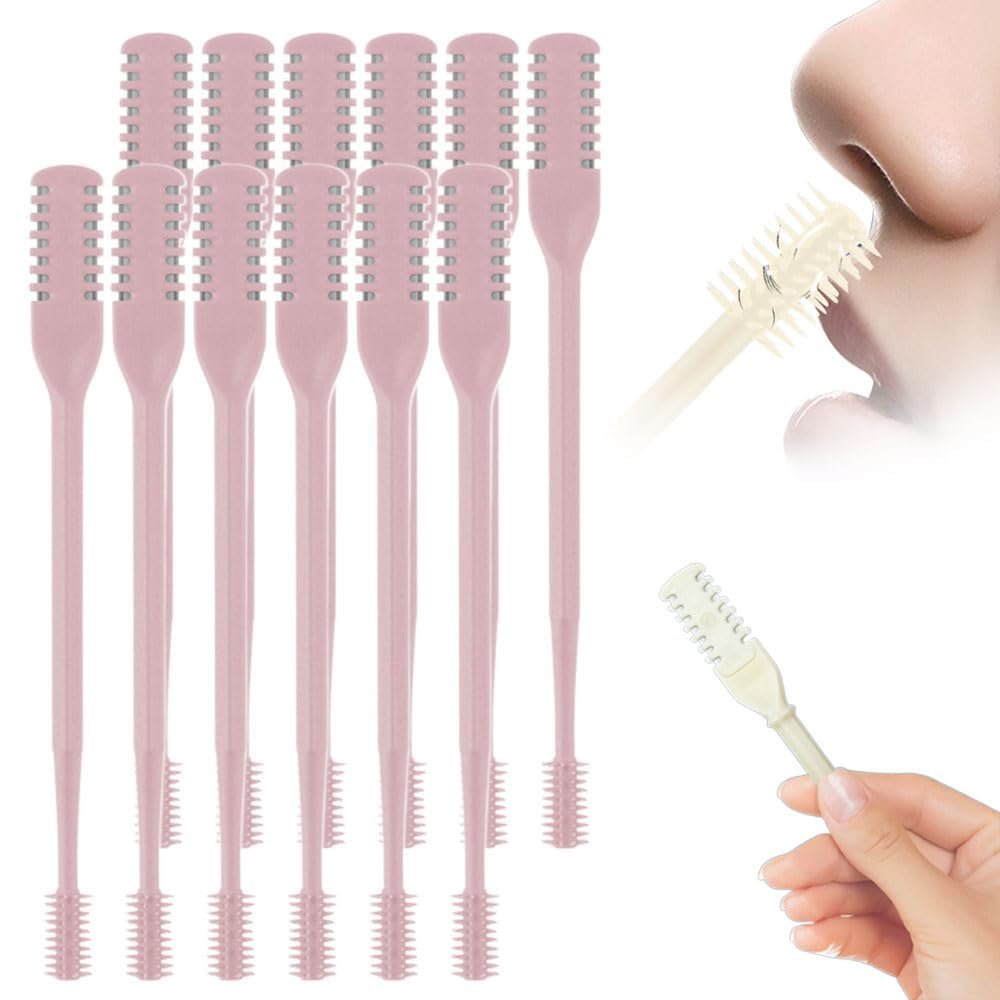 2 in 1 Nasal Hair Cutter, 2026 Upgraded Nostril Hair Remover Tool Double Sided Nose Hair Knife, Manual 360 Rotating Nose Hair Trimmer with Ear Digger for Men and Women (Pink, 12)