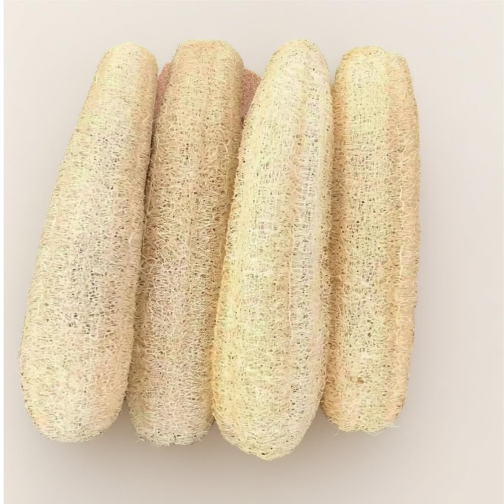 14 in Natural Loofah Sponges Pack of 4, for Kitchen Dishes Body Scrubber