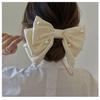 DFWZMQTG High End Satin Pearl Large Bow Headpiece Hair Clipfemale Back Spoon Spring Clip view 2