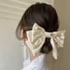 DFWZMQTG High End Satin Pearl Large Bow Headpiece Hair Clipfemale Back Spoon Spring Clip view 4
