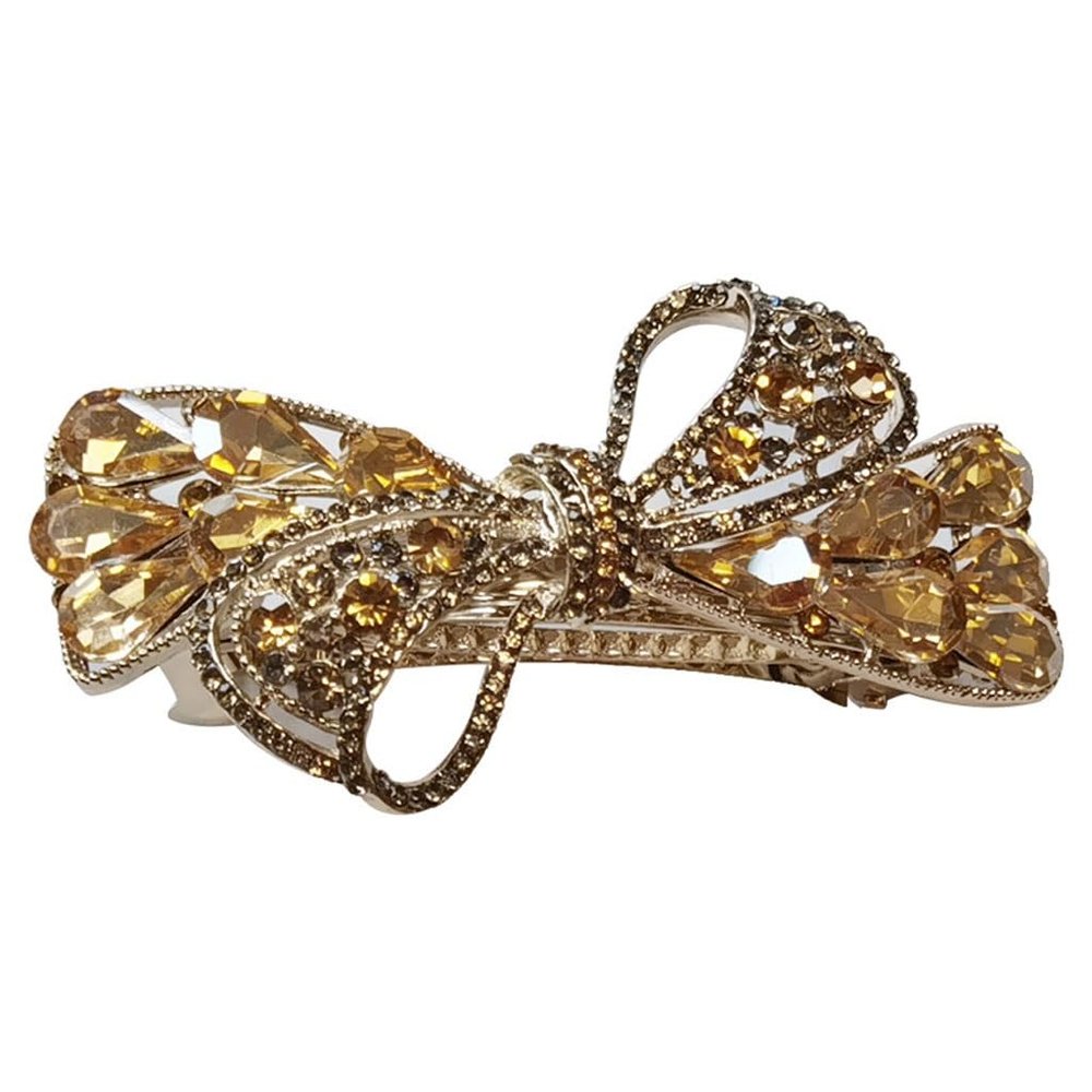 DFWZMQTG Alloy Diamond Hair Hairpin Bow Female Back Of The Top Clip Cross Ponytail Spring