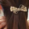 DFWZMQTG Alloy Diamond Hair Hairpin Bow Female Back Of The Top Clip Cross Ponytail Spring view 3