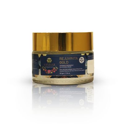 Vanaura Organics Rejuvinita Gold 46+ | Overnight Cream for Glowing Skin | Anti Ageing Night Cream for Women and Men | Pigmentation & Wrinkles | Women and Men | for 46-60+ Age Groups