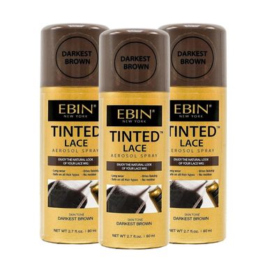 EBIN NEW YORK Lace Tint Spray3x Tinted Lace Aeroso 2.7oz/80ml Bundle  Fast-Drying and Precision Spray for Seamless Wig Application  Buildable Coverage for Look Gift Set (3 Item)