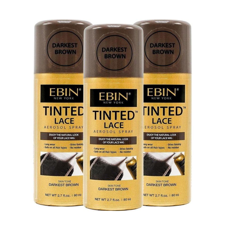EBIN NEW YORK Lace Tint Spray3x Tinted Lace Aeroso 2.7oz/80ml Bundle  Fast-Drying and Precision Spray for Seamless Wig Application  Buildable Coverage for Look Gift Set (3 Item)