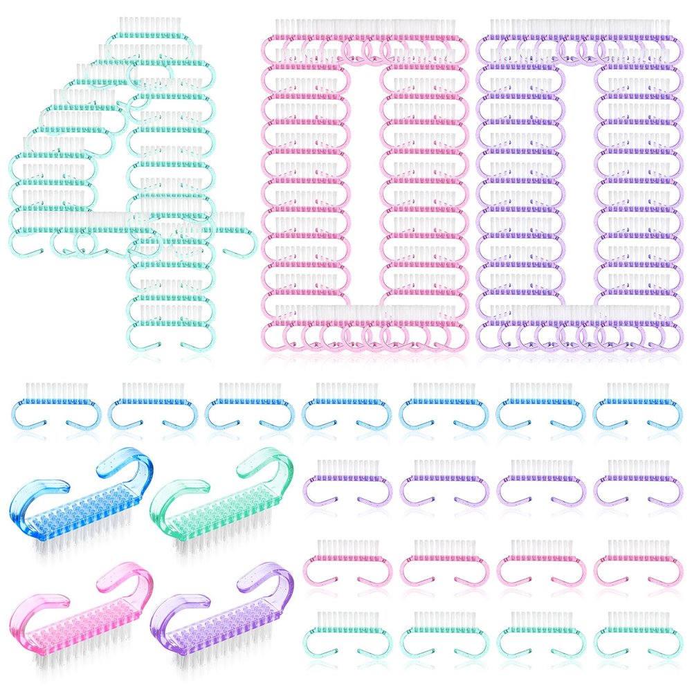 400pcs Handle Grip Nail Brush Bulk,Multicolor Nail Scrubber Brush Nail Cleaning Brush for Toes and Nails Pedicure Scrubbing Tool for Men and Women