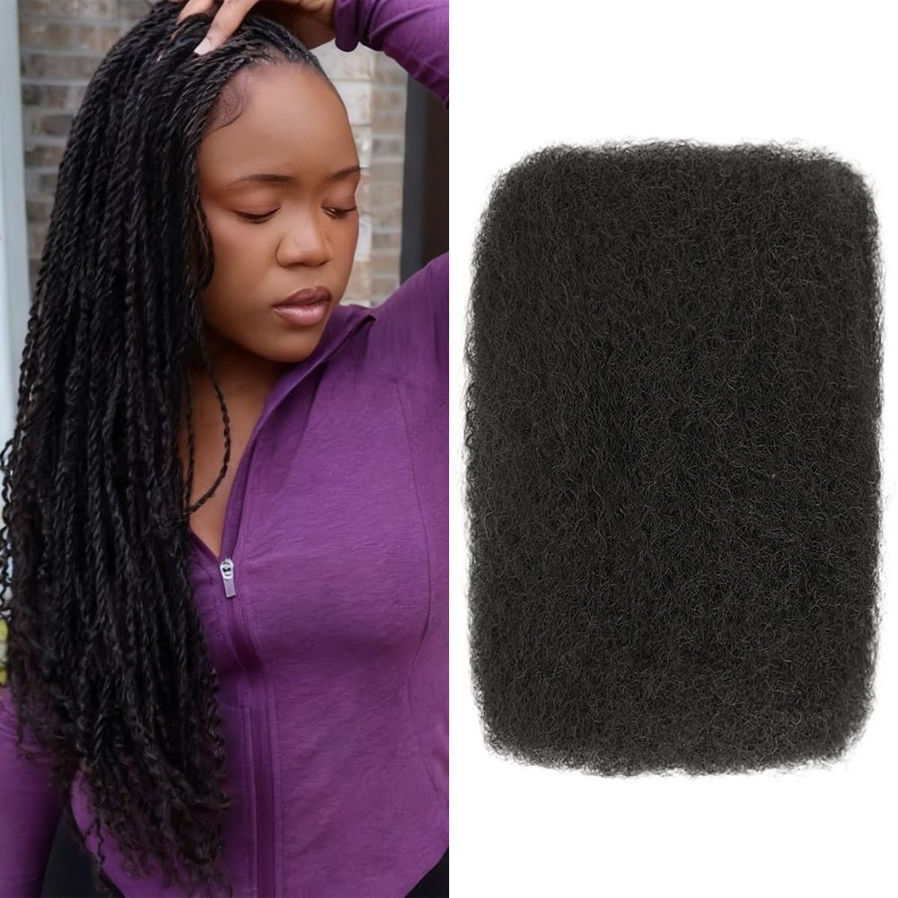 Afro Kinky Bulk Human Hair - 100% Real Human Hair, 1B Natural Black 20 Inch (Pack of 1) Afro Kinky Curly Bulk for Mini Twist, Braiding, Loc Extensions, Soft & Tangles-Free, Easy to Install & Style