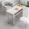 XAWSOP Manicure Table Nail Tech Desk Manicure Table Drawers Cabinet,Professional Modern Double Nail Tech Desk w/Electric Dust Collector & LED Lights & Wireless Charge,Wooden Top-80cm Single Table view 2