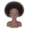 VEELTRAS Afro Mannequin Head Professional Mannequin Head with Curly Hair Mini Mannequin Styling Head to Practice and Braiding(brown) view 1