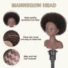 VEELTRAS Afro Mannequin Head Professional Mannequin Head with Curly Hair Mini Mannequin Styling Head to Practice and Braiding(brown) view 3