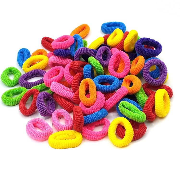Multicolored Simple Hair Ties for Childrens 100 pcs Small Seamless Hair Bands Tail Holder