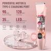 Crolanli Bikini Trimmer for Women, 3-in-1 Electric Razors for Women, IPX7 Waterproof Rechargeable Cordless Pubic Hair Shaver, with LED Display, for Ladies Bikini Pubic, Face, Underarms, Legs(Pink) view 2