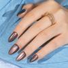 Cat Eye Press on Nails Short, Jofay Fashion Soft Gel Fake Nails, Purple-Green Color-changing Shimmer Cat Eyes Nails, Reusable & Glossy Acrylic False Nails, Glue on Nails Kit Stick on Nails for Women view 1