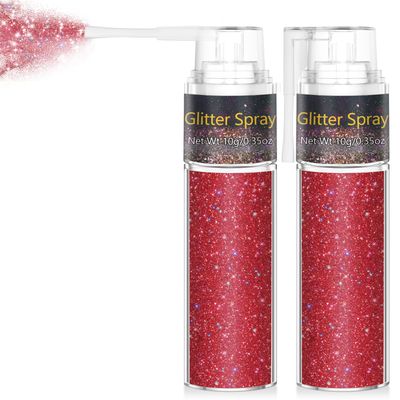 Hair and Body Glitter Spray, 1PC Sparkling Red Hair Glitter Extra Fine Face Shimmer Powder for Clothes, Festival Loose Sparkle Powder for Rave Clothes Nail Art Easter Halloween Crafts (Red)