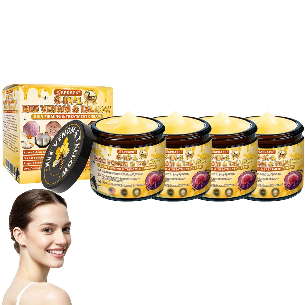 8-In-1 Bee Venom & Tallow Skin Firming &Treatment Cream,Bee Venom Skin Treatment Cream,Deeply moisturizes, firms, and repairs skin blemishes (4PCS)