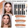 6 Colors Cream Contour Stick Makeup Kit, Shades with Highlighter, Blush and Double-End Bronzer Contour Stick for Sculpt the Cheeks, Long Lasting, Waterproof, Matte & Dewy Finish (SET B) view 2