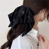 12 Pcs 21cm Oversize Metallic Black Silver Faux Leather Scrunchies: Square Elastic Holders For Ponytail Styling(Black) view 3