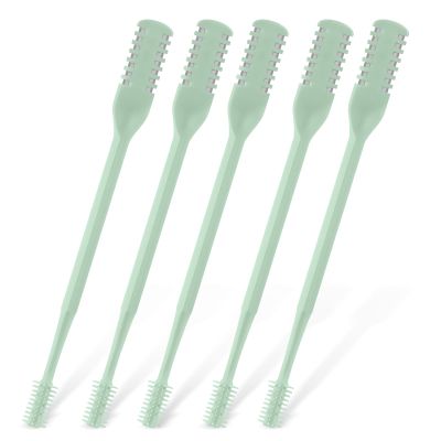 CNDNO 5Pcs 2-in-1 Nasal Hair Cutter, Double Sided Nose Hair Cutter, Portable 360 Rotating Manual Nose Hair Trimmer for Men and Women, Mint Green