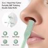CNDNO 5Pcs 2-in-1 Nasal Hair Cutter, Double Sided Nose Hair Cutter, Portable 360 Rotating Manual Nose Hair Trimmer for Men and Women, Mint Green view 3