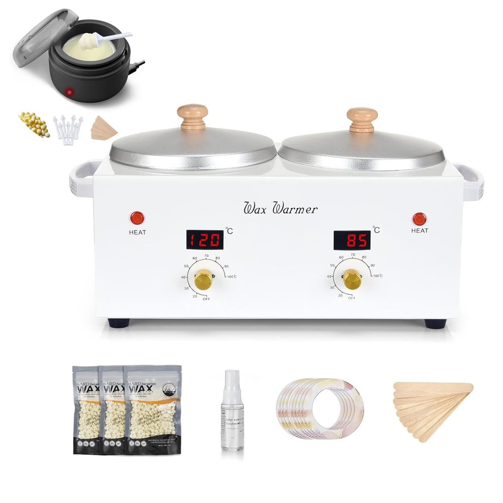 Double Wax Warmer Professional and Mini Wax Kit for Nose, Ear, Eyebrow and Body