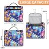 Zestdesign Blue Camera Large Hanging Travel Toiletry Bag for Women Water Resistant Animal Butterflies Bathroom Cosmetic Makeup Bag with Hanging Hook for Toiletries view 2