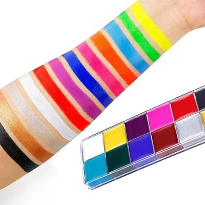 12-color Adult Washable Facial Painting, Vibrant Facial Painting, Oily Body Painting, Halloween Professional Facial Painting, Cosplay (12-color Oily Facial Painting)