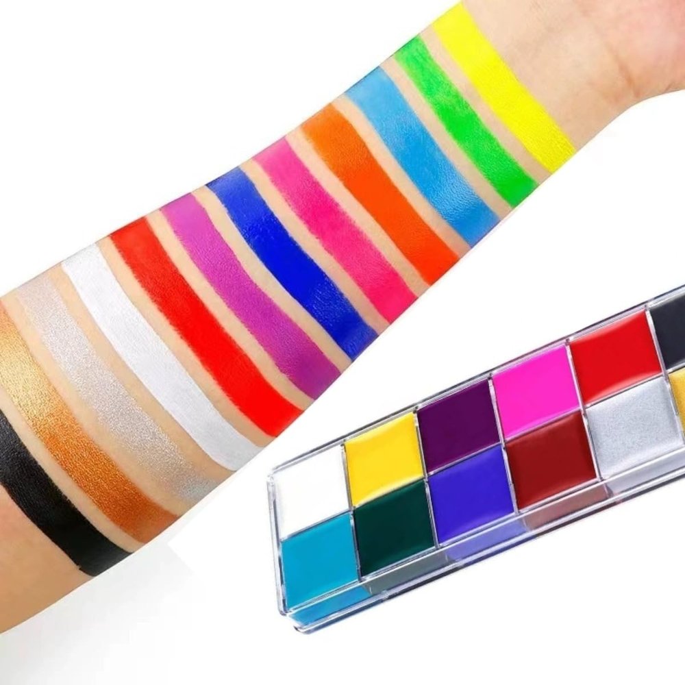 12-color Adult Washable Facial Painting, Vibrant Facial Painting, Oily Body Painting, Halloween Professional Facial Painting, Cosplay (12-color Oily Facial Painting)