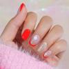 Red Press On Nails Short - Jofay Fashion French Tip Press On Nails, Acrylic Fake Nails with Snowflakes and Gold Glitter, Reusable False Nails Glue On Nails for Women, Stick On Nails Kit 32Pcs view 1