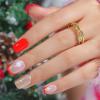 Red Press On Nails Short - Jofay Fashion French Tip Press On Nails, Acrylic Fake Nails with Snowflakes and Gold Glitter, Reusable False Nails Glue On Nails for Women, Stick On Nails Kit 32Pcs view 2