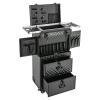 4-Layer Rolling Cosmetic Hairdressing Storage Case 3-in-1 Makeup Train Box Carrying Suitcase with Combination Lock & Keys, Professional Barber Supplies Tools Storage for Hair Salon (Aluminum Panel) view 1