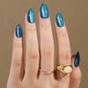 Blue Press on Nails Almond, Jofay Fashion Cat Eye Press on Nails, Soft Gel Fake Nails, Reusable & Natural Acrylic False Nails, Stick on Nails for Women Girls Gift, Glue on Nails Kit 32 Pcs view 2