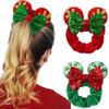 2 Pack Mouse Ears Christmas Scrunchies Sequin Mouse Bows Velvet Hair Scrunchies Hair Ties Elastic Rubber Bands Ponytail Holders for Kids Women Girls Christmas view 1