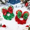 2 Pack Mouse Ears Christmas Scrunchies Sequin Mouse Bows Velvet Hair Scrunchies Hair Ties Elastic Rubber Bands Ponytail Holders for Kids Women Girls Christmas view 2