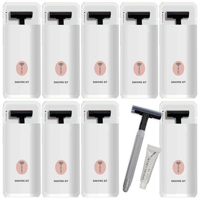 10Pack Portable Travel Disposable Razors Kit Individually Wrapped; Hypoallergenic Manual Shave Set with 10g Shave Cream; Hotel Shaving Razor for Travel,Home, Daily Use