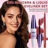 LZXLUKGIR Burgundy Mascara and Eyeliner Set,Natural Curling Red Mascara for Eyelashes,Volumizing Lengthening mscara de pestaas Waterproof,5D Colored Eye Makeup view 2