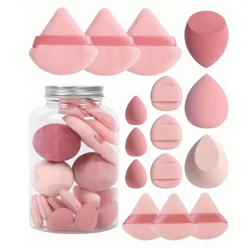15Pcs Makeup Sponges - Cosmetic Foundation Blender Sponge Set, Beauty Egg Powder Puffs for Liquid & Cream Makeup Application