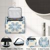 Zestdesign Abstract Floral Large Hanging Travel Toiletry Bag for Women Water Resistant Blue Flower Bathroom Cosmetic Makeup Bag with Hanging Hook for Toiletries view 3