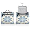 Zestdesign Abstract Floral Large Hanging Travel Toiletry Bag for Women Water Resistant Blue Flower Bathroom Cosmetic Makeup Bag with Hanging Hook for Toiletries view 4