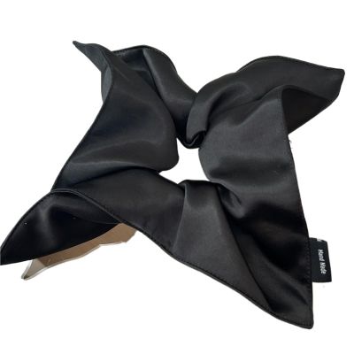 16 Pcs Solid Color Satin Silk Square Scrunchies  Elegant Hair Bands For Women & Girls Ponytail Holding(Black)