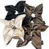 16 Pcs Solid Color Satin Silk Square Scrunchies  Elegant Hair Bands For Women & Girls Ponytail Holding(Black) view 2
