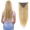 Clip in Hair Extensions Real Human Hair Dirty Blonde to Bleach Blonde 18 inch 7pcs 80g/Pack, Human Hair Clip in Extensions, Salon-Grade Quality, Easy Comfort Wear for Women (#P18/613, 18 inch) view 1