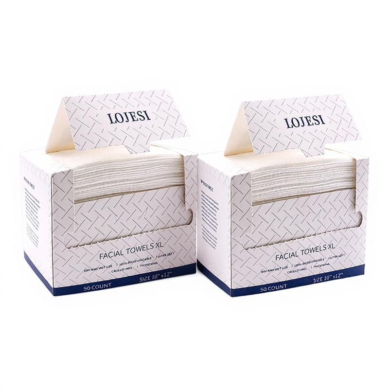 Face Towels, 10"12" Disposable Face Towel, Face Towelettes XL, Ultra Soft Makeup Remover Dry Wipes, Thick Face Towel for Sensitive Skin, 100 Count (2 Pack)
