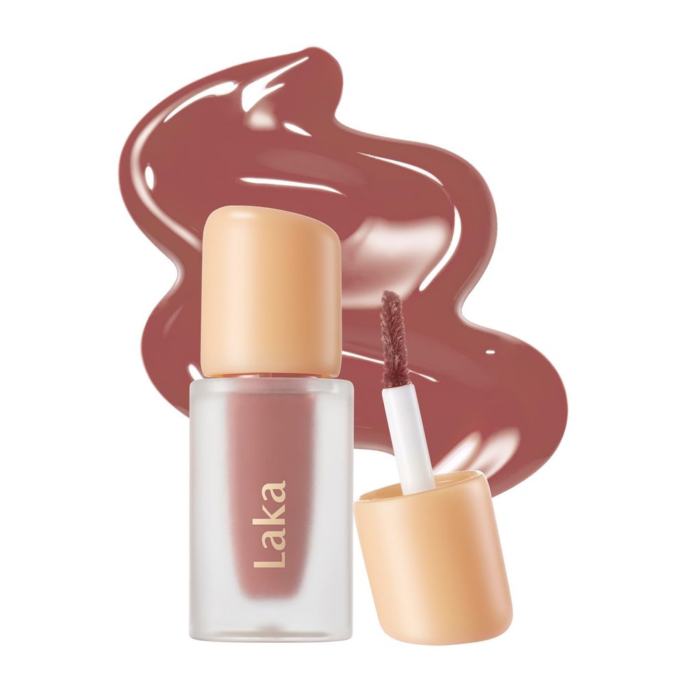 Laka Fruity Glam Lip Tint Mini, 1.9g/0.07oz, Glowing Lip Stain with Wide Color Spectrum, Hydrating & Lightweight Texture, Long-Lasting Bold Stain, Non-Sticky, Vegan, K-Beauty (#143 Brulee)